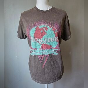 Vintage Van Halen 1979 Tour Graphic Tee - Brown with Teal & Red Print
